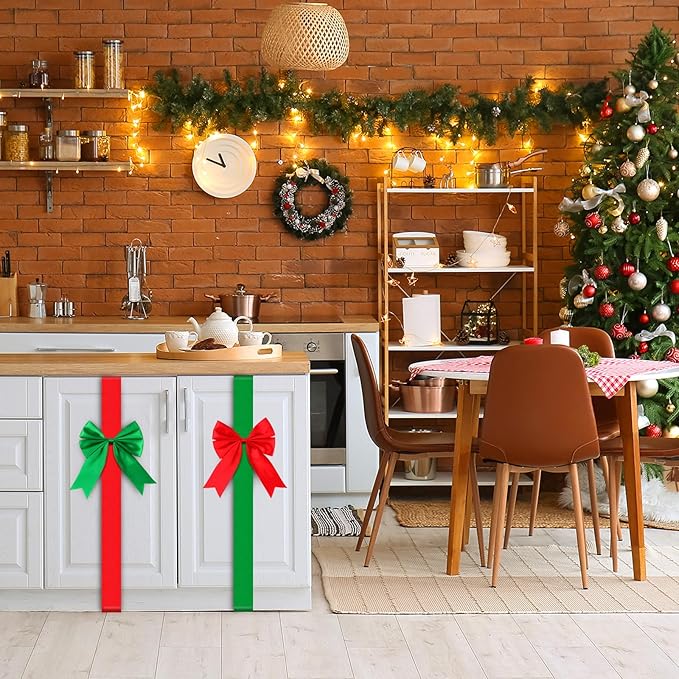 Christmas cabinet bow ribbon decoration