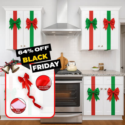 Christmas cabinet bow ribbon decoration