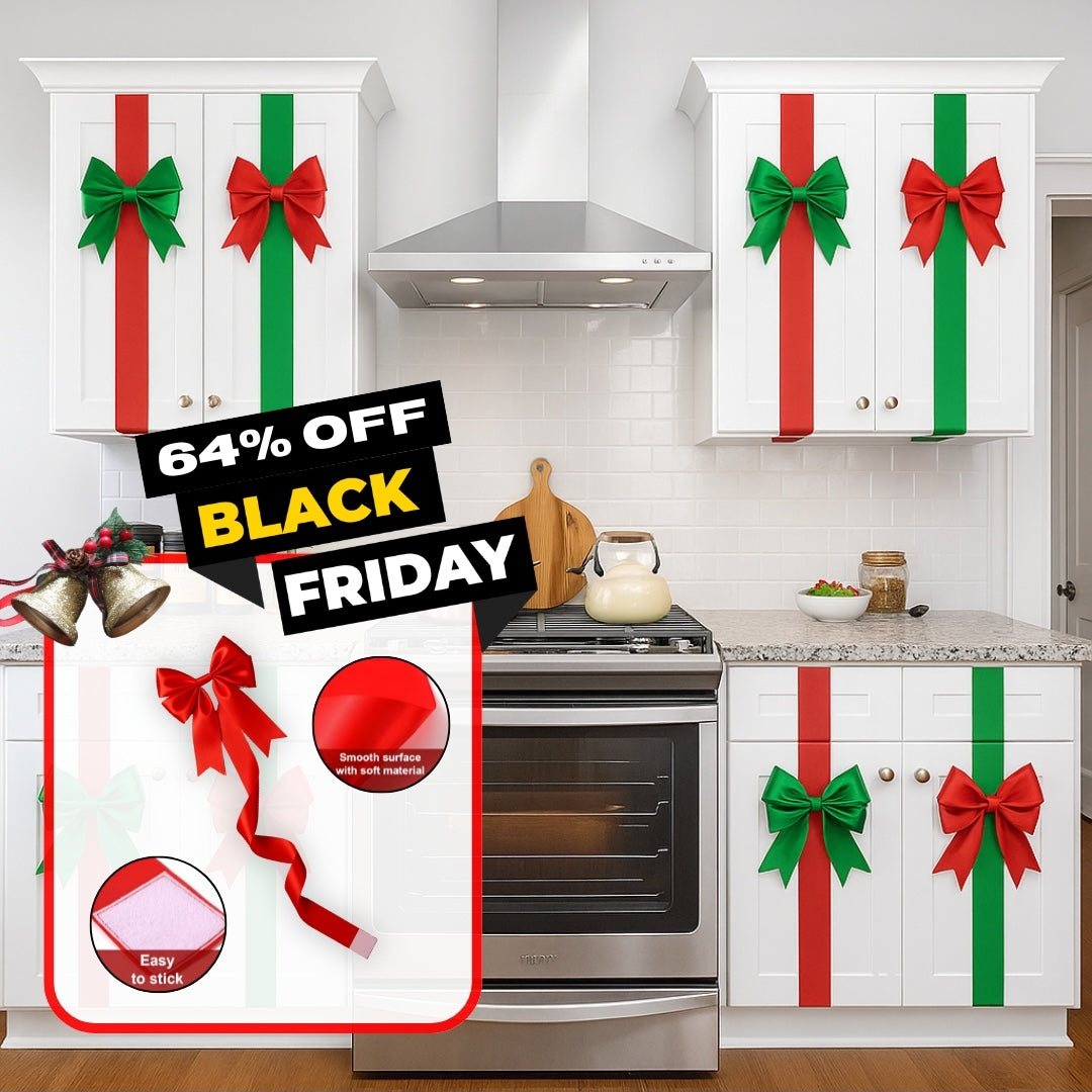 Christmas cabinet bow ribbon decoration