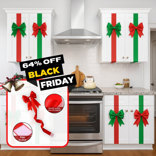 Christmas cabinet bow ribbon decoration