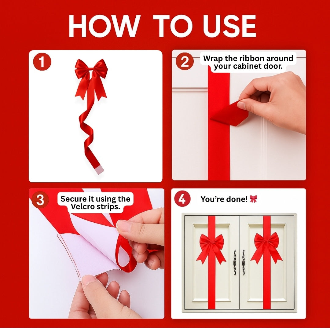 Christmas cabinet bow ribbon decoration